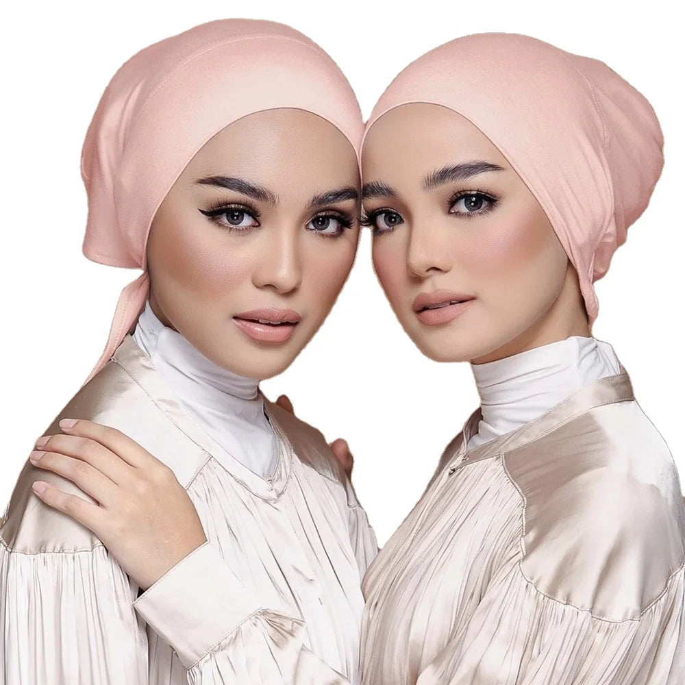 Cotton Jersey Stretch Underscarf Hijab Turban Caps for  Muslim Girls Women Soft Cotton Head Wrap Turban Bonnet Caps