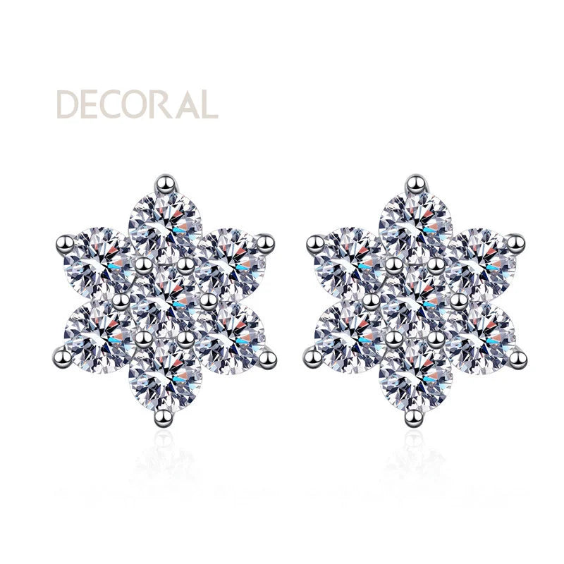 Factory Wholesale Sun Flower Pt950 Gold Plated 1.4CT 925 Sterling Silver Vvs Moissanite Diamond Women Stud Earrings