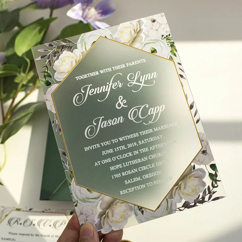 Wholesale Clear Luxury Acrylic Invitations Wedding Invitation Card Business Card Engagement Card Display Stand with QR Code