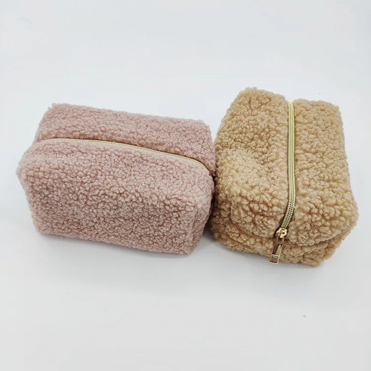 Custom Logo Soft Plus Makeup Bag Eco Friendly Zipper Terry Cloth Cosmetic Bag Travel Toiletry
