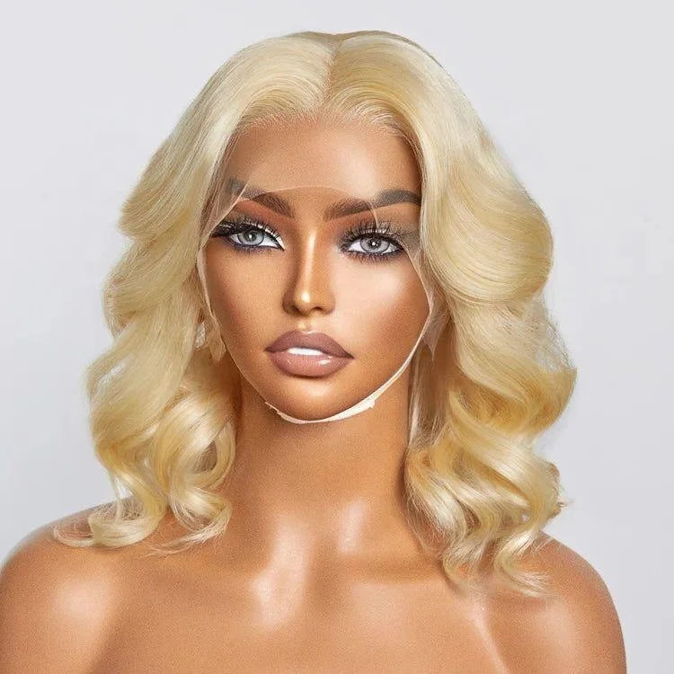 Medium Small Cap Size Short Blonde Lace Front Wigs for Lace Base 150% Density Peruvian Remy Human Hair Double Drawn Women's Wig