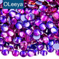OLeeya Wholesale Crystal AB Glass Hotfix Flatback Rhinestone Bulk Flat Back Iron on Rhinestones SS10 Hot Fix for Wedding Dress