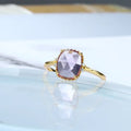 Natural Amethyst Ring for Women Gemstone Ring 925 Sterling Silver Gold Plated Vintage Wedding Japan Style LAMOON