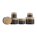 5g 10g 15g 20g 30g 50g 100g Black Frosted Matte Bottle Glass Face Cream Jars for Cosmetics Packaging With Plastic Wood Grain Lid