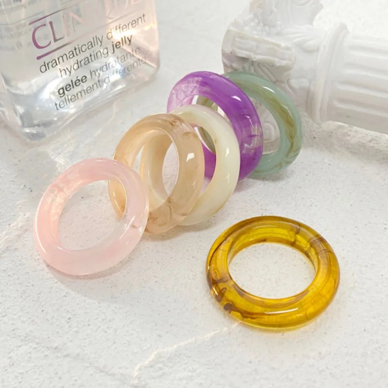 Summer No Fade Resin Jewelry Clear Acrylic Index Finger Ring Sweet Colorful Acrylic Rings for Women