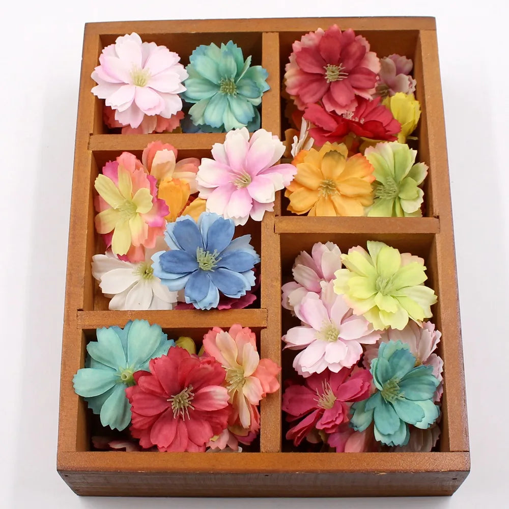 D-FH001 4-5cm  DIY Flower Daisy Artificial Silk Flower Heads for Crafts Home Wedding Party Car  Decoration