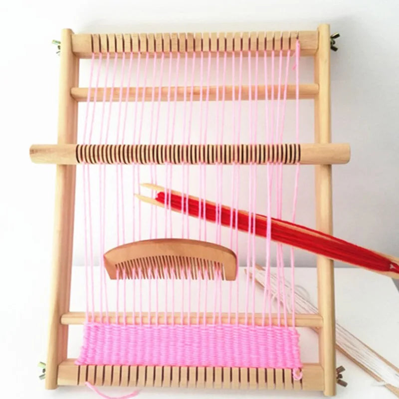 Montessori Children's Wooden DIY Hand Knitting Weaving Machine Game Educational Loom Craft Set Toys for Girls