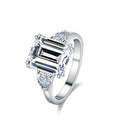 Fine 925 Sterling Silver Silver Rings Jewelry Luxury Emerald Square 4ct Vvs Moissanite Diamond Ring for Engagement Wedding
