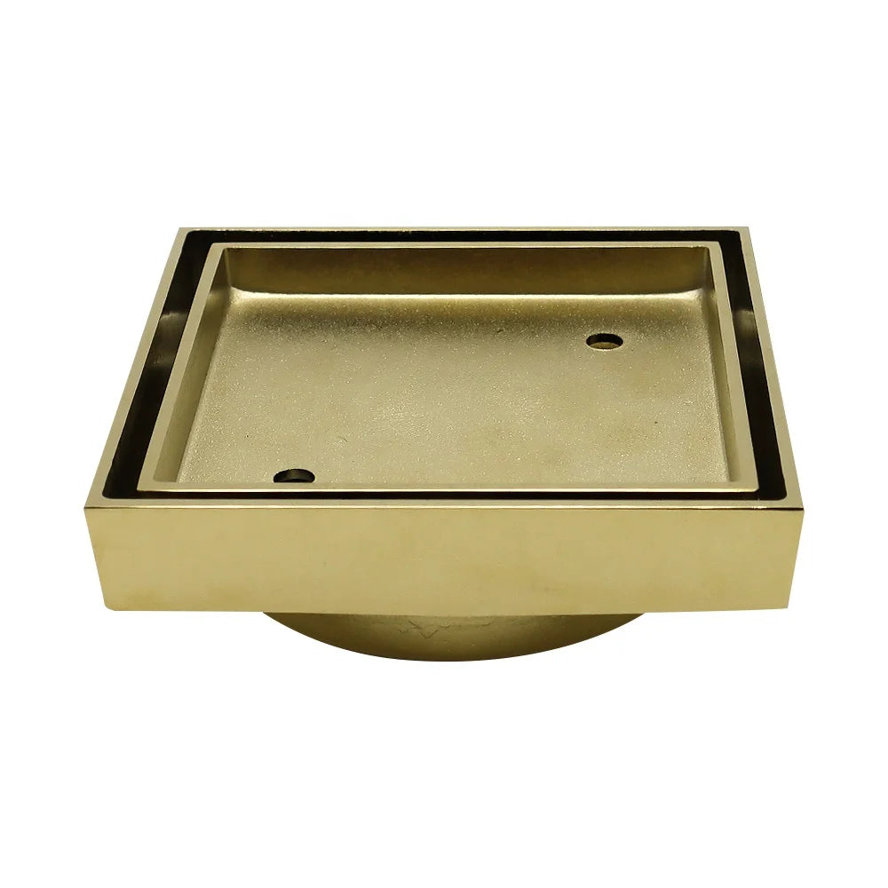 GUIDA 726122 72612216 115*115mm Brass Square Tile Insert Shower Floor Drain Grate Bathroom Floor Waste Drain