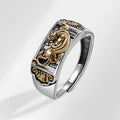 Retro Thai Silver Feng Shui Jewelry Finger Rings Open Adjustable Good Luck Wealth Brass Abacus Pixiu Lucky Ring