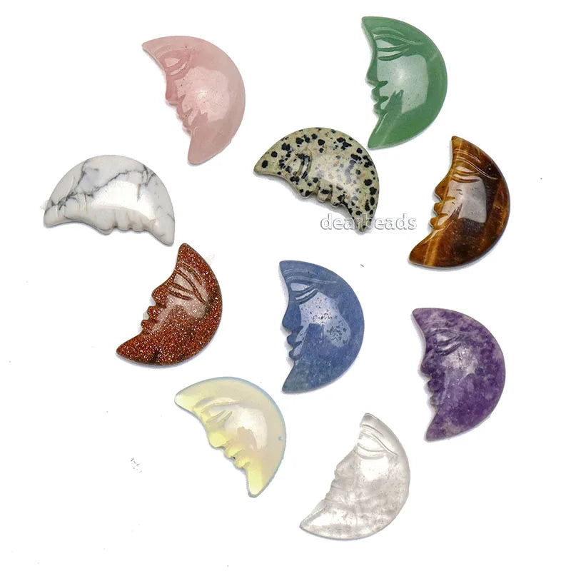 Hot Sale Engraved Carving Crescent Moon Stone Healing Crystal Craft for Gift Home Decoration 34x20X8MM