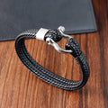 Stainless Steel Magnetic Buckle Genuine Leather Bracelet Multilayer Leather Rope Woven Bracelet Leather Men Hand Accessories