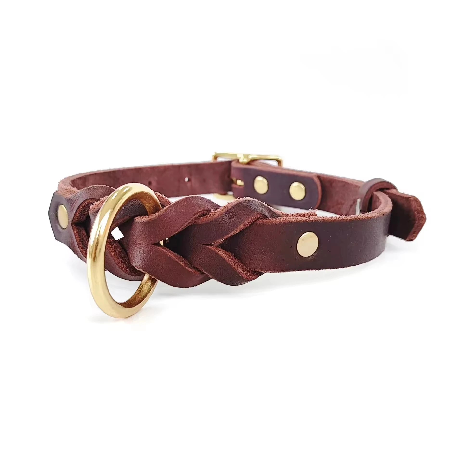 2024 New Luxury Genuine Leather Dog Collar Adjustable Soft and Durable Pet Collar with Premium Metal Buckle for Dogs