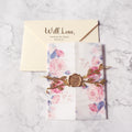 Rose Color Printing Butter Paper Floral with Wax Printing Wedding Invitation Card Holiday Greeting Cards