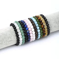 Wholesale Rose Quartz Crystal Beaded Bangle Bracelet Women Gemstone Natural Gem Stone Ball Bead Bracelet