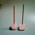 HZ Carved Soft Stone Rose Quartz Cube Incense Holders Mix Designs