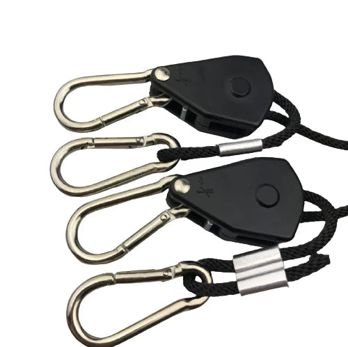 1/8 Inch 6-Feet Long Heavy Duty Adjustable Rope Ratchet Cargo Lashing Rope (150lbs Capacity ) with Carabiner Ring Tie Down