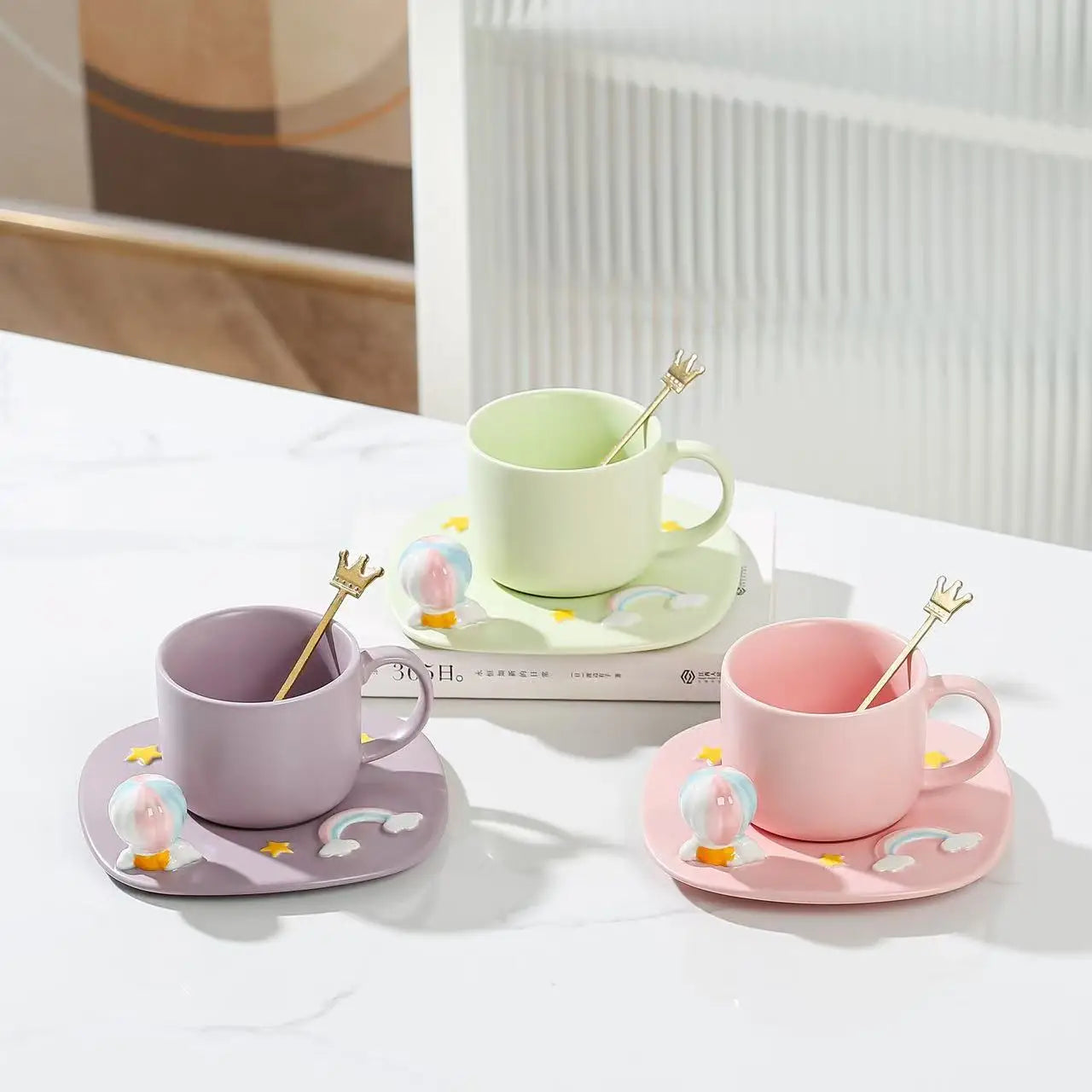M Creative Gradual Color Personality Afternoon Tea Ceramic Cup and Saucer Creative High-value Girl's Heart Ceramic Mug