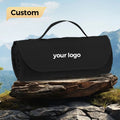 Customized Logo Anti-pilling Rolled Fleece Travel Blanket With Carry Strap Roll up Picnic Blanket Travel Blanket