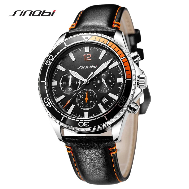 SINOBI New Arrive Men Watches Alloy Black Waterproof Luminous Japan Quartz Business Casual Simple Luxury Clock