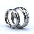 Polishing Steped Silver Titanium Wedding Band Braided Flat Cable Inlay Couple Matching Rings