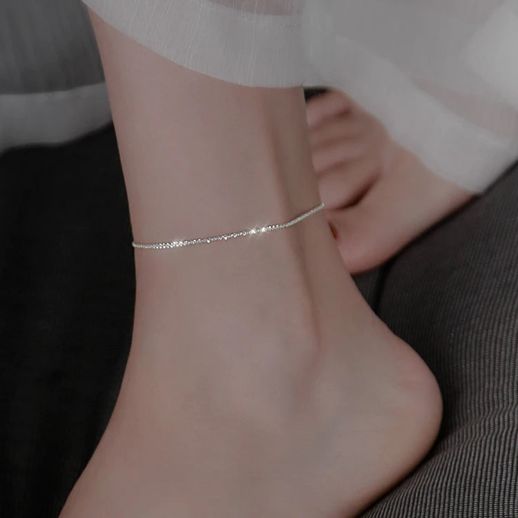 Wholesale New Korean Version Ins Style Fashion Fine 925 Sterling Silver Jewelry Anklet Bracelet Chain Bracelet for Feet
