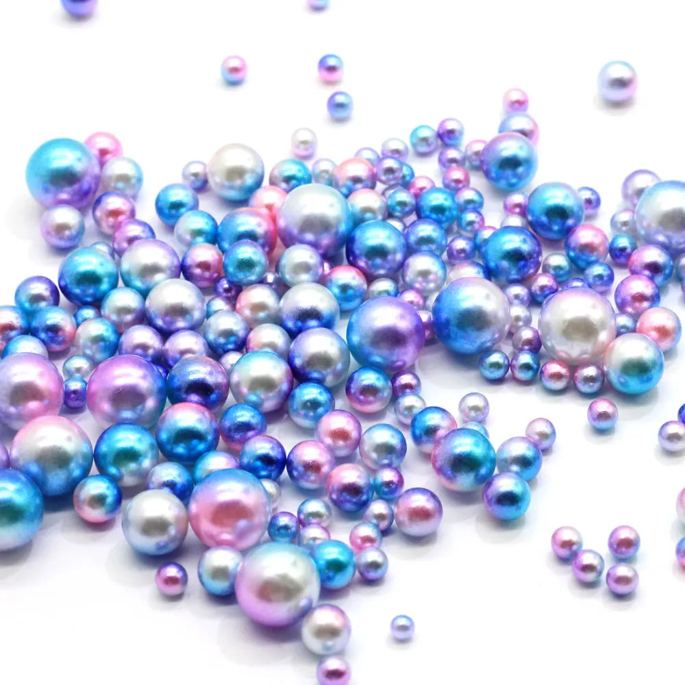Gradients Pearls 4/6/8/10mm No Hole Round Acrylic ABS Imitation Pearl Beads for Nail Art DIY Craft Scrapbook Decoration