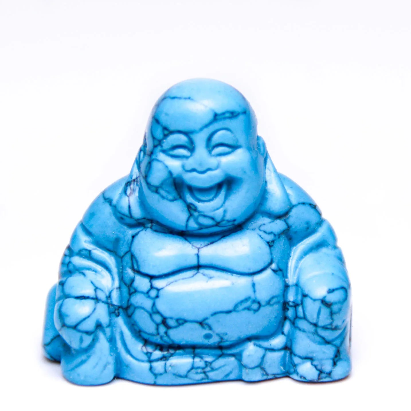 HZ Handmade Beautiful Crystal Christmas Laughing Buddha Blue Turquoise Healing Crystal Carvings for Gifts Crafts
