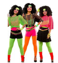Drop Ship  Custom Made Ladies 80s 1980s NEON FANCY DRESS Dance Hen Party Costume Leotard Cycling Shorts