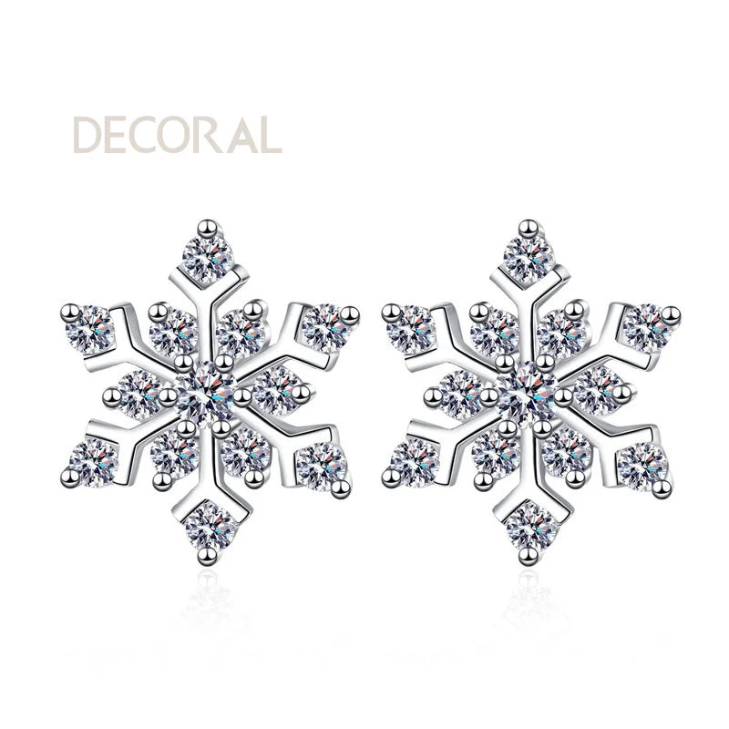 Trendy Fancy 3ct Diamond Vvs1 D Color Wedding S925 Sterling Silver 18k Gold Moissanite Snowflake Earrings for Women