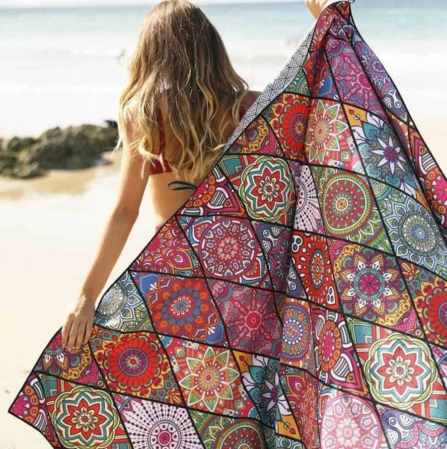 OEM Wholesale Sand Proof Custom Printed Beach Towels Microfiber Waffle Weave Beach Towels