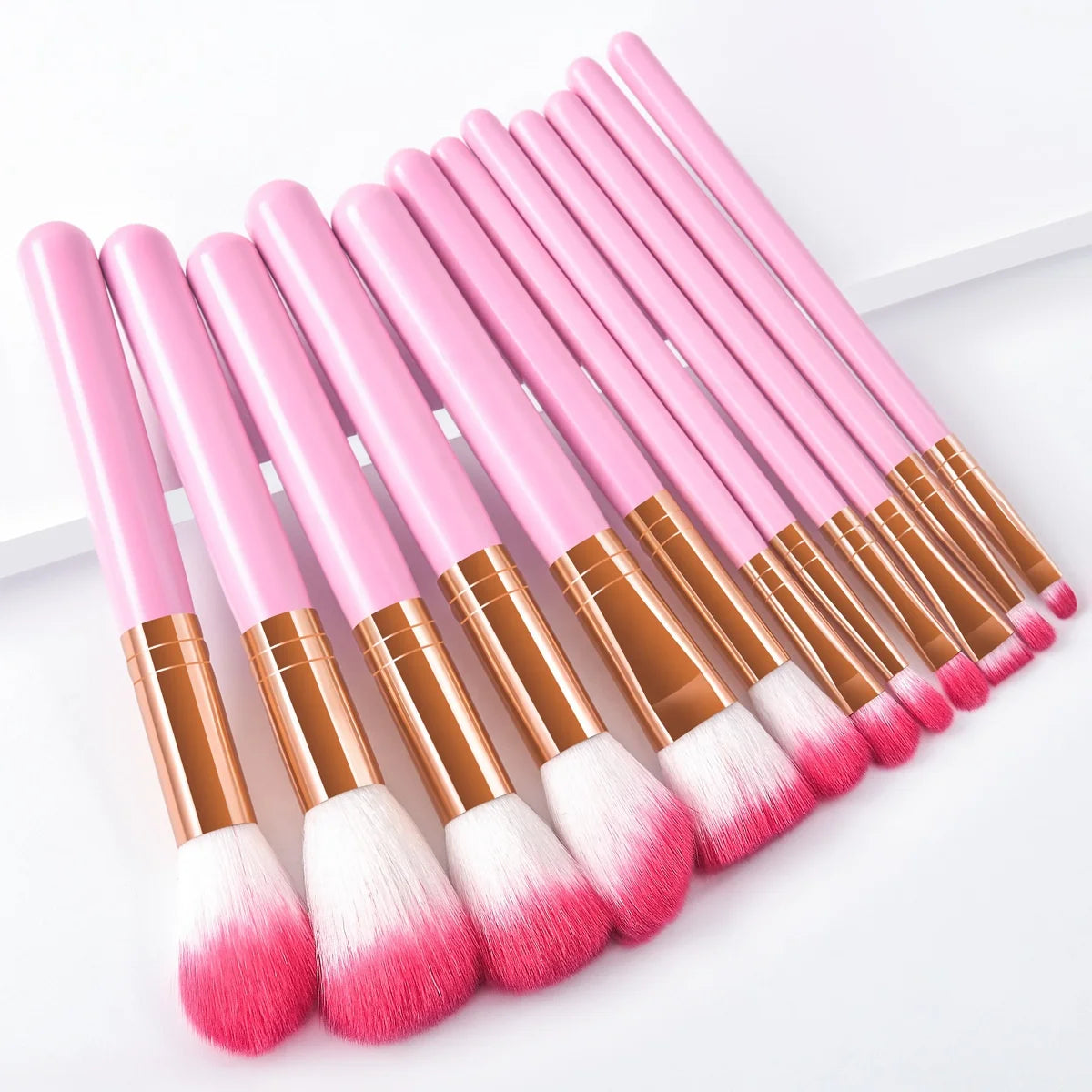 LOW MOQ LOGO Custom Professional Wooden Handle 12pcs Full Face Travel Makeup Brushes Set