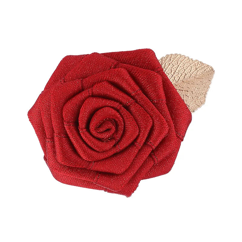 Korean Collar Pin Flower Rose Suit Shirt Brooch Men and Women Floral Handmade Dress Decoration blazer Gold Leaf Lapel Pin Brooch