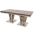 Italian Design Silver Stainless Steel Frame Luxury Modern Dining Tables Set Furniture Dining Room Table Marble Dining Tables