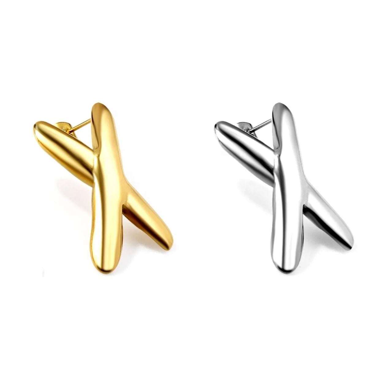 Personalized Creative 316 Stainless Steel Jewelry Simple X Letter Earring Mini Women 18k Plated Gold Earring Studs