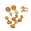 Shescity 18K Gold Plated Stainless Steel Drop Earrings Fashion Pearl Charm Designer Shell Earrings Jewelry for Women