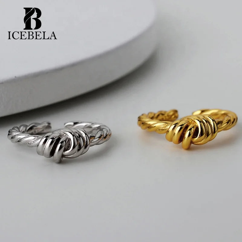 ICEBELA Jewelry Niche Neutral Twine Winding Ring Female S925 Sterling Silver Simple Lines Light Luxury Ring