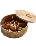Autumn Vine Woven Fruit Basket Dried Fruit Candy Snack Storage Rattan Woven Basket Separated Storage Box