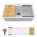 Sarlai Group 30"x19" Quartz Composite  with Ledge Workstation Drop-in White Quartz Classic 30 Granite Composite Kitchen Sink