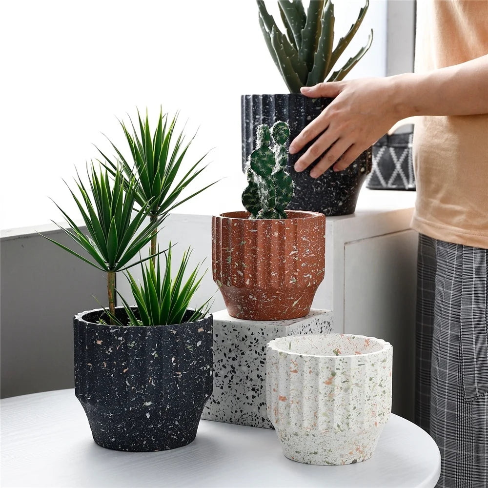 5" Outdoor Flower Pot Cement Concrete Planter Pot Garden Planter Clay Flowerpot Pottery Flowerpot Without Saucer