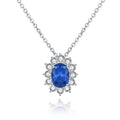 YILUN Rhodium Plated Geometric 925 Sterling Silver Vintage Oval Zirconia Luxury Princess Diana Inspired Party Pendant Necklace