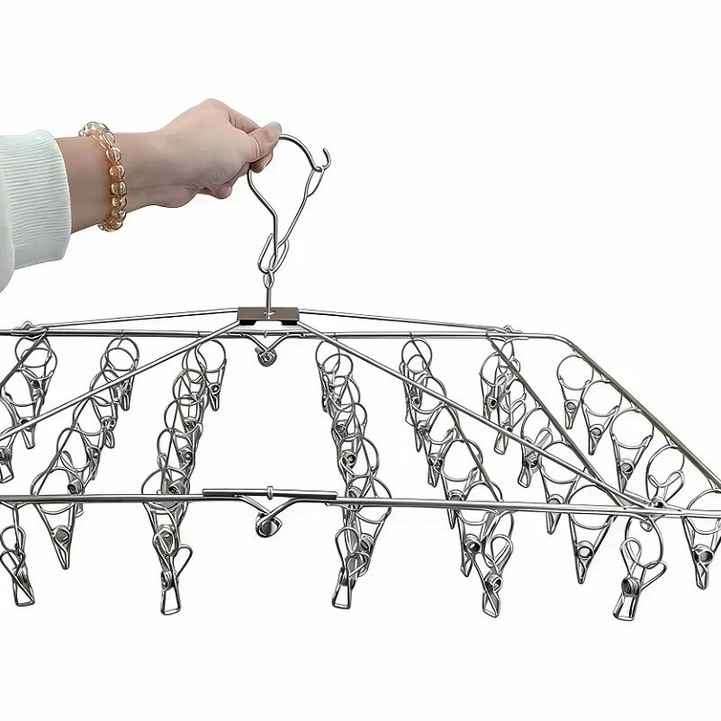 Multifunctional Clothing Storage Rack Foldable Socks Hanger and Folding Clothes Hanger with 52pegs Underwear Folding Rack