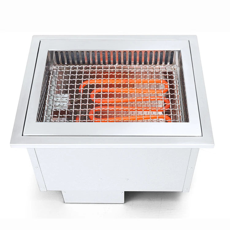 New 2000w Mini Buffet Japanese Rectangle Down Smoke Exhaust Electric Grill Embedded Commercial  Bbq Grill