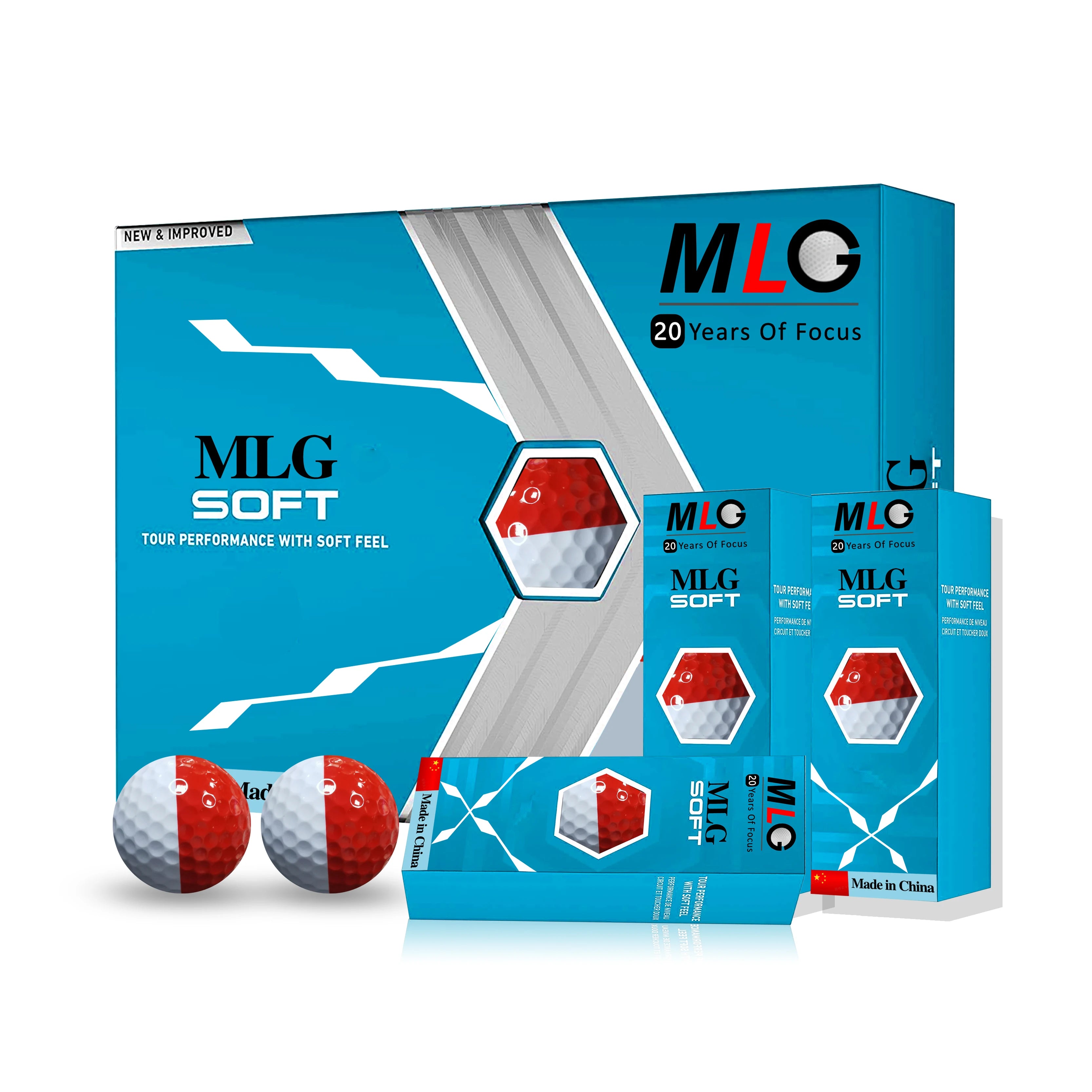Half White and Red Color Golf Ball 2pc Surlyn Golf Tournament Ball Half Color Golf Balls High Quality Cheap Price