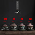 Japanese Kiln Baked Glow Gaiwan Porcelain Kung Fu Tea Set Creative Crane Home Large Tea Cup Tea Ceremony Bowl