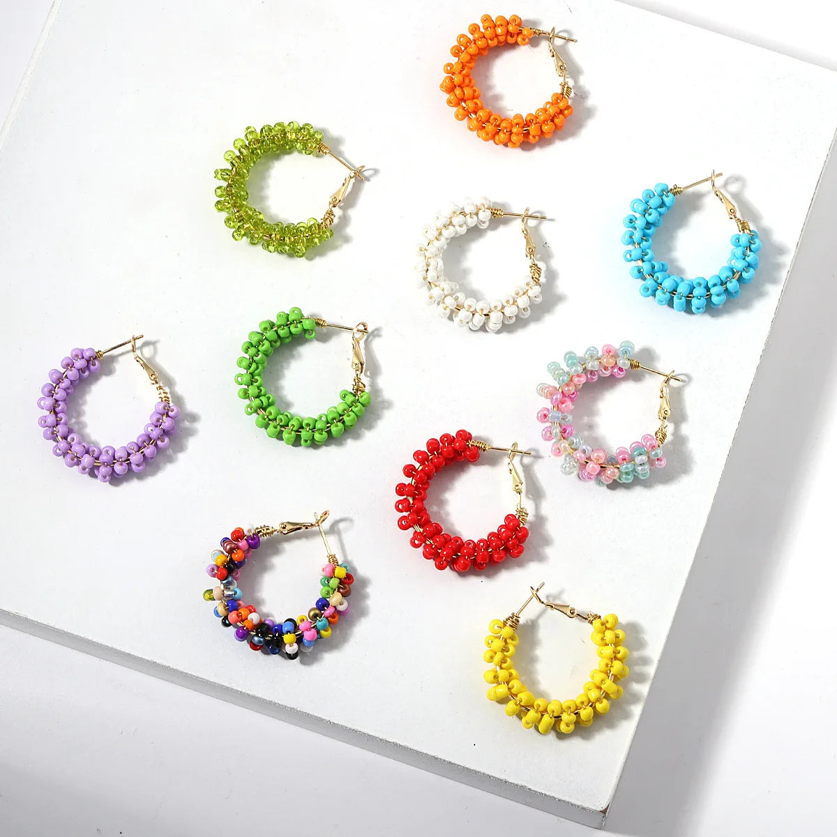 Bohemian Luxury Y2k Cute Girl Colorful Gold Plated Beaded Earring Women Handmade Boho Summer Fine Miyuki Beads Earrings