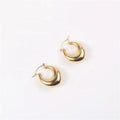 Fancy Chunky Empty Geometric Drop Shape Stainless Steel Hoop Earrings for Women