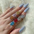 S925 Sterling Silver Ring for Women Luxury 8A Oval Color Ice Cut Zircon Ring Wholesale