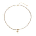 Simplicity Tiny Pearl Necklace Pendant Necklace Pearl Anti Tarnish Necklace Freshwater Pearl Eight Point Star 18K GOLD CLASSIC