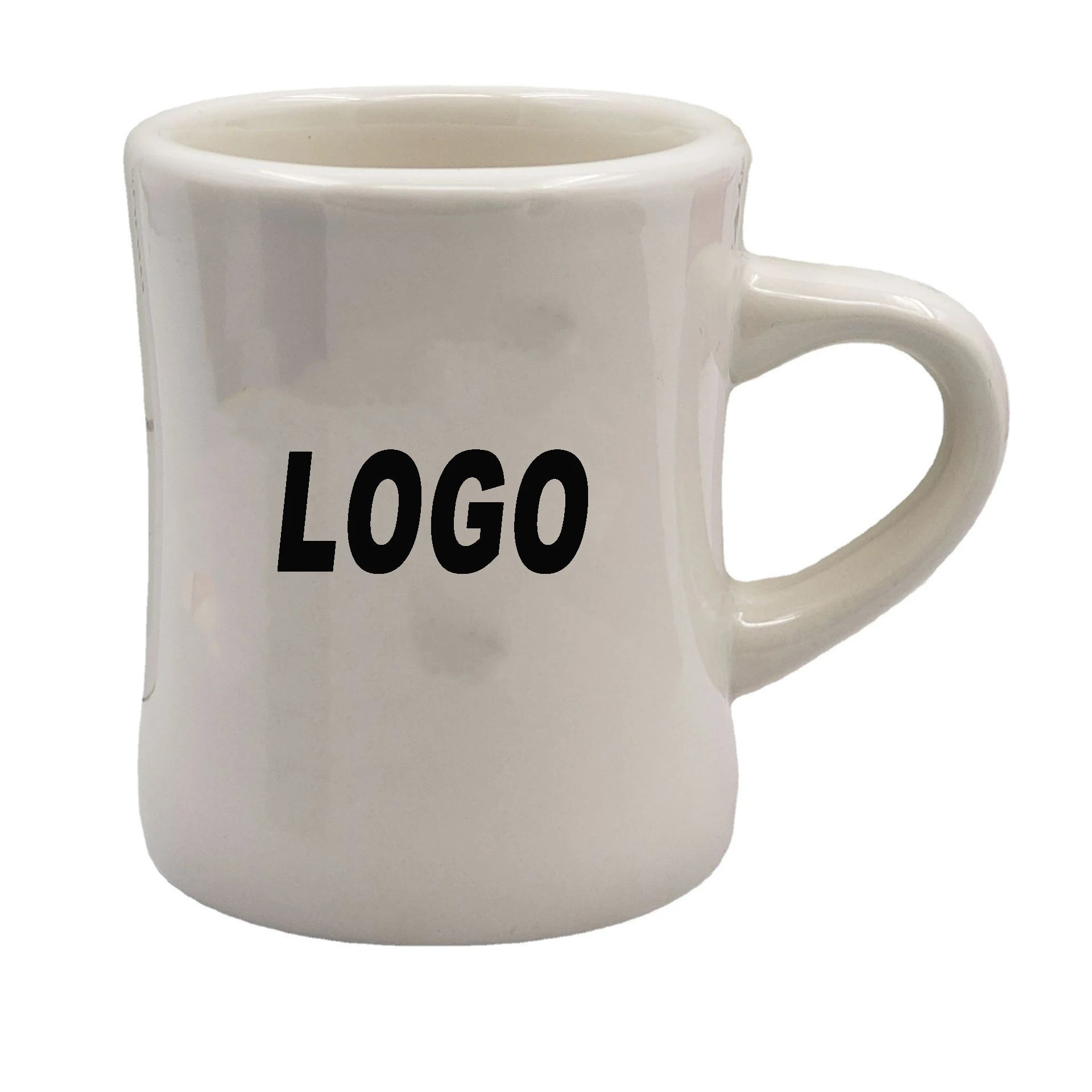 Sublimation Marck Ceramic White Cut Cups Vintage Restaurant Coffee Dinner Mugs